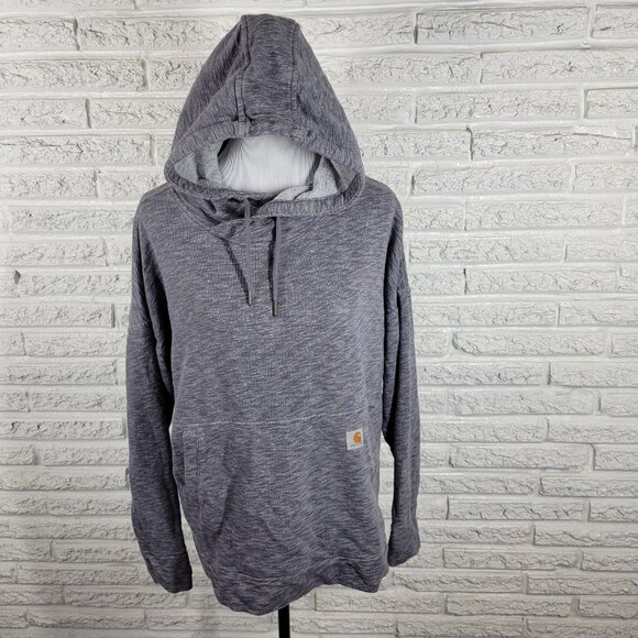 Carhartt Womens Sweatshirt 1X Plus Hoodie Gray Pockets Activewear Comfy SWE36E - Picture 1 of 4